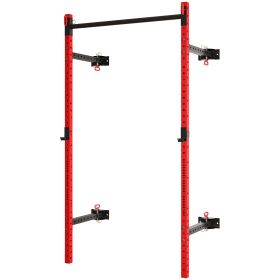 Folding Squat Rack with Pull Up Bar, Wall Mounted and Adjustable, 1000 Pounds Capacity Power Rack, Red (Option: Red-2370x160x180 mm)