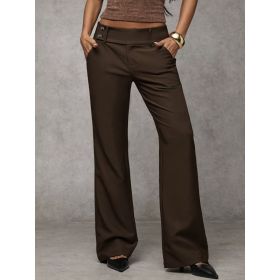 Draping Slimming And Height-enhancing Versatile Casual Workwear Suit Pants (Option: Caramel Color-S)