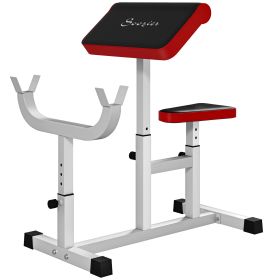 265 LBS Preacher Curl Bench for Strength Training, Adjustable Seated Arm Isolated Barbell Dumbbell Bicep Station, White (Option: White-850x605x200 mm)