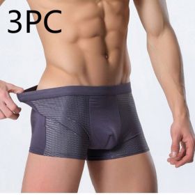 Ice silk men's underwear mesh boxer (Option: 3 pcs Grey-XXL)