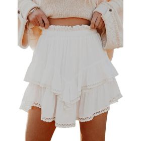 Casual Bohemian Pleated Layered Skirt (Option: HOT White-S)