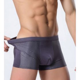 Ice silk men's underwear mesh boxer (Option: Grey-5XL)
