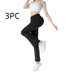 Ladies Mid Waist Abdominal-shaping Slimming Cropped Pants Casual Pocket Bootcut Trousers (Option: SetB-L)