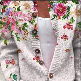3D Digital Printing Cardigan Knitted Coat (Option: Style1-M)