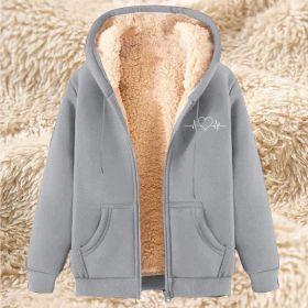 Men's Fleece Hoodie With Fleece Lining, Thick And Warm For Winter, Lamb Fleece For Autumn And Winter (Option: 21 Light Gray-4XL)