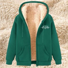 Men's Fleece Hoodie With Fleece Lining, Thick And Warm For Winter, Lamb Fleece For Autumn And Winter (Option: 21 Dark Green-3XL)