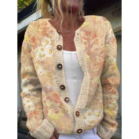 3D Digital Printing Cardigan Knitted Coat (Option: HWJ165908-3XL)