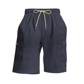 Mens Corduroy Multi-Pocket Shorts For Sports (Option: 3XL-Navy Blue)