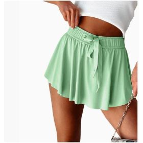 Minimal Versatile High Waist Pleating Lace-up Casual Shorts (Option: Style985633-M)