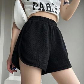 Waffle Sweatpants Shorts For Women (Option: Black-L)