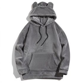 Men's Casual Cool Fashion Sweater Coral Fleece Jacket (Option: Gray-M)