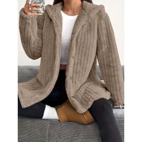 Hooded Loose Plush Coat Women's Regular Sleeve (Option: Camel-M)