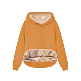 Warm Berber Fleece Pocket Hooded Sweatshirt Coat (Option: Yellow-M)