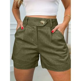 Women's Fashion Casual High Waist Pure Color Suit Shorts (Option: Army Green-M)