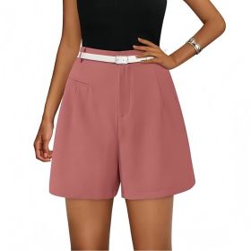 Elastic High Waist Wide Leg Casual Shorts (Option: Pink-M)