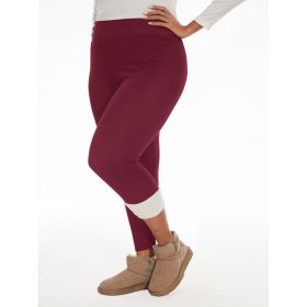 Fleece-lined Women's Warm Winter Thick Leggings (Option: Wine Red-2XL)