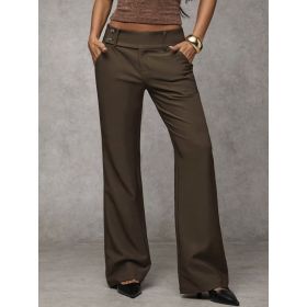 Draping Slimming And Height-enhancing Versatile Casual Workwear Suit Pants (Option: Brown-L)