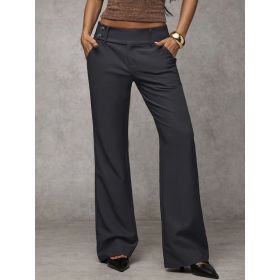Draping Slimming And Height-enhancing Versatile Casual Workwear Suit Pants (Option: Dark Gray-L)