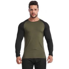 Fitness Clothes Men's High Elastic Breathability PRO Quick-drying (Option: Army Green Black-XL-1pcs)