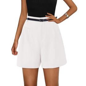 Elastic High Waist Wide Leg Casual Shorts (Option: White-L)