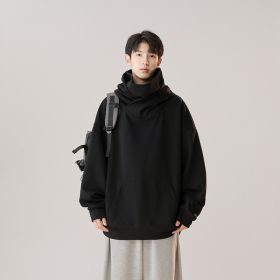 Hooded Turtleneck Sweater Men's Autumn Winter Couple Workwear Mechanical Style (Option: Matte Black-XL)