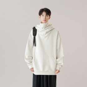 Hooded Turtleneck Sweater Men's Autumn Winter Couple Workwear Mechanical Style (Option: Snow Gray-XL)