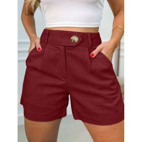 Women's Fashion Casual High Waist Pure Color Suit Shorts (Option: Brick red-L)
