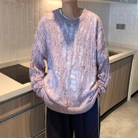 Early Spring Design Hollow Loose Thin Sweater (Option: Purple-XL)