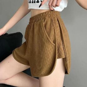 Waffle Sweatpants Shorts For Women (Option: Khaki-4XL)