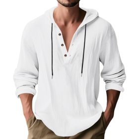 Hooded Casual Loose-fitting T-shirt Sweater For Men (Option: White-L)