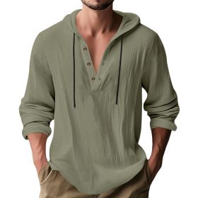 Hooded Casual Loose-fitting T-shirt Sweater For Men (Option: Army Green-L)