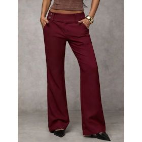 Draping Slimming And Height-enhancing Versatile Casual Workwear Suit Pants (Option: Wine Red-L)