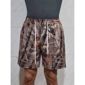 Women's Loose Casual Drawstring Branch Camouflage Printing Shorts (Option: Champagne-XL)