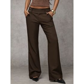 Draping Slimming And Height-enhancing Versatile Casual Workwear Suit Pants (Option: Caramel Color-L)