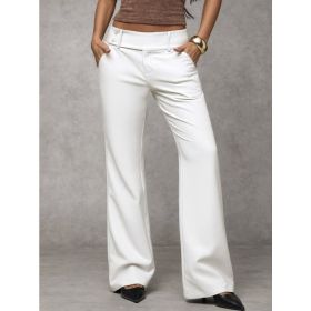 Draping Slimming And Height-enhancing Versatile Casual Workwear Suit Pants (Option: White-L)