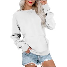 Women's Pin Solid Color Round Neck Loose Long-sleeved Sweater (Option: White-XXL)